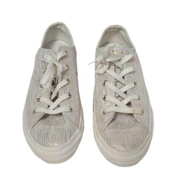 Converse Gold Metallic Low Top Casual Youth Sneakers Size 3 - Picture 1 of 7